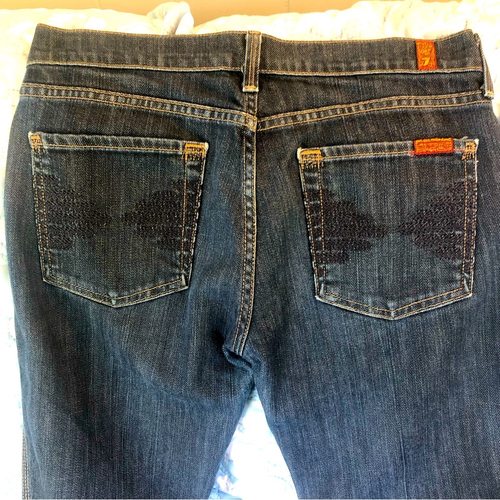7FAMK dark wash str8 leg mid-rise jeans exc condition